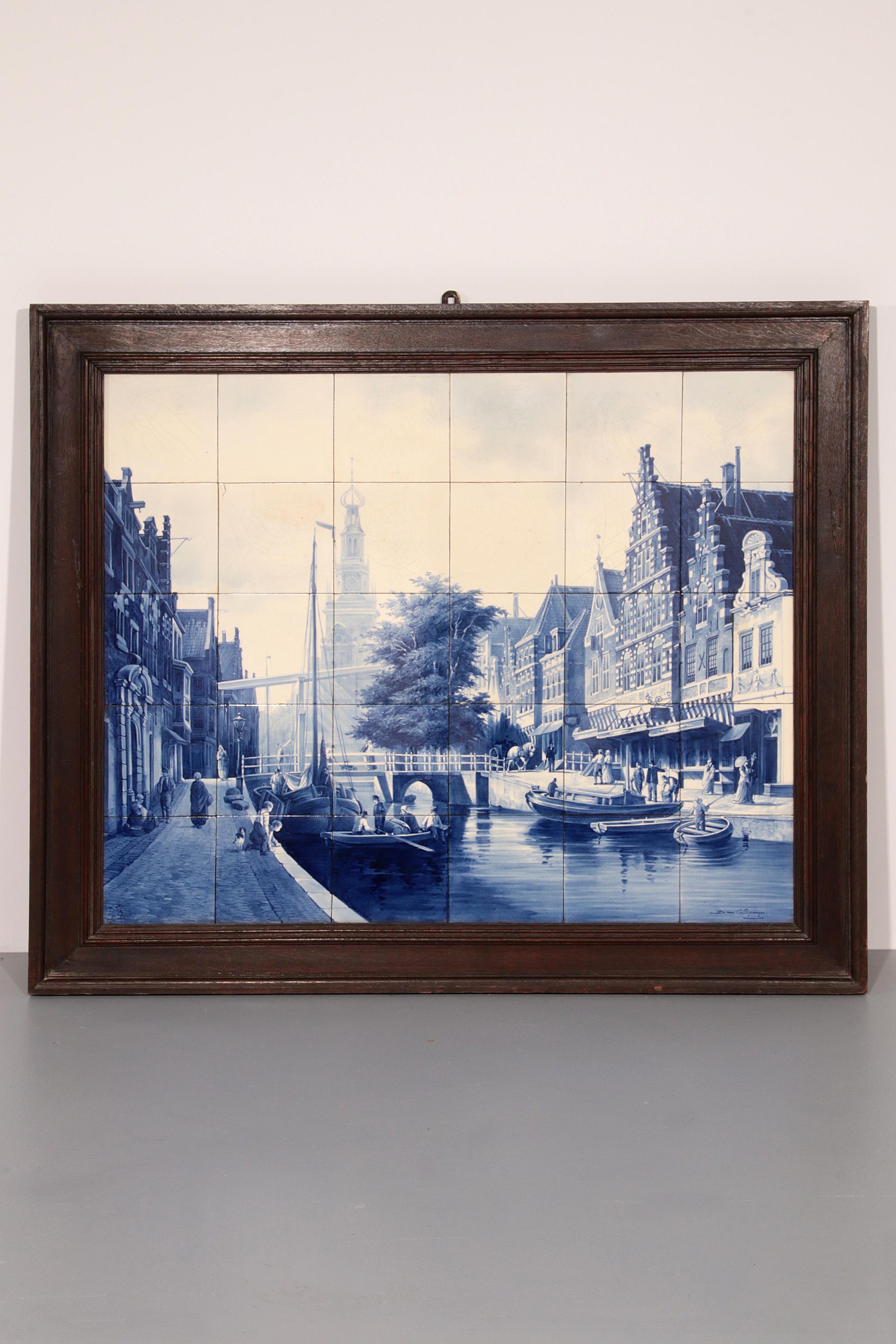 Niederländische Delft Por Fles Große Fliese Tablaeu De Waag von Cornelis Springer 1898 im Angebot 7