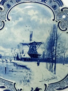 Dutch Delft Porceleyne Fles Applique after a Painting by F.J. du Chattel, 1898