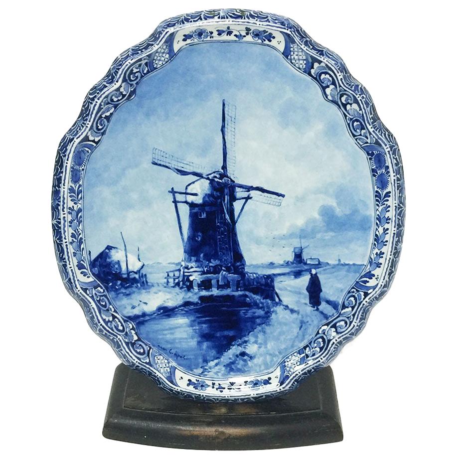 Dutch Delft Porceleyne Fles Applique after a Painting by Louis Apol, 1908 For Sale