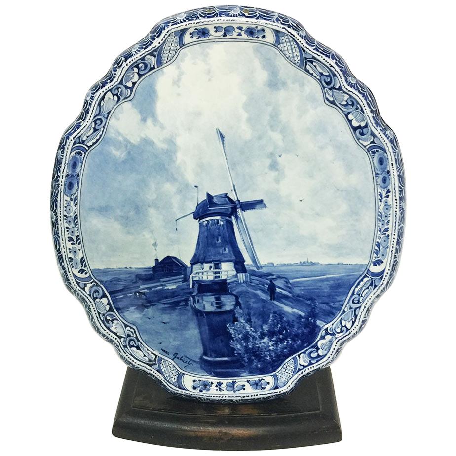 Dutch Delft Porceleyne Fles Applique after a Painting by P.J.C. Gabriel, 1907 For Sale