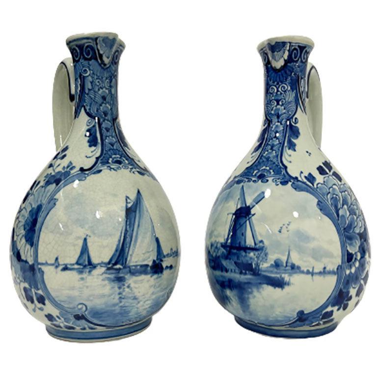 Dutch Delft Porceleyne Fles Jugs, 1899-1903