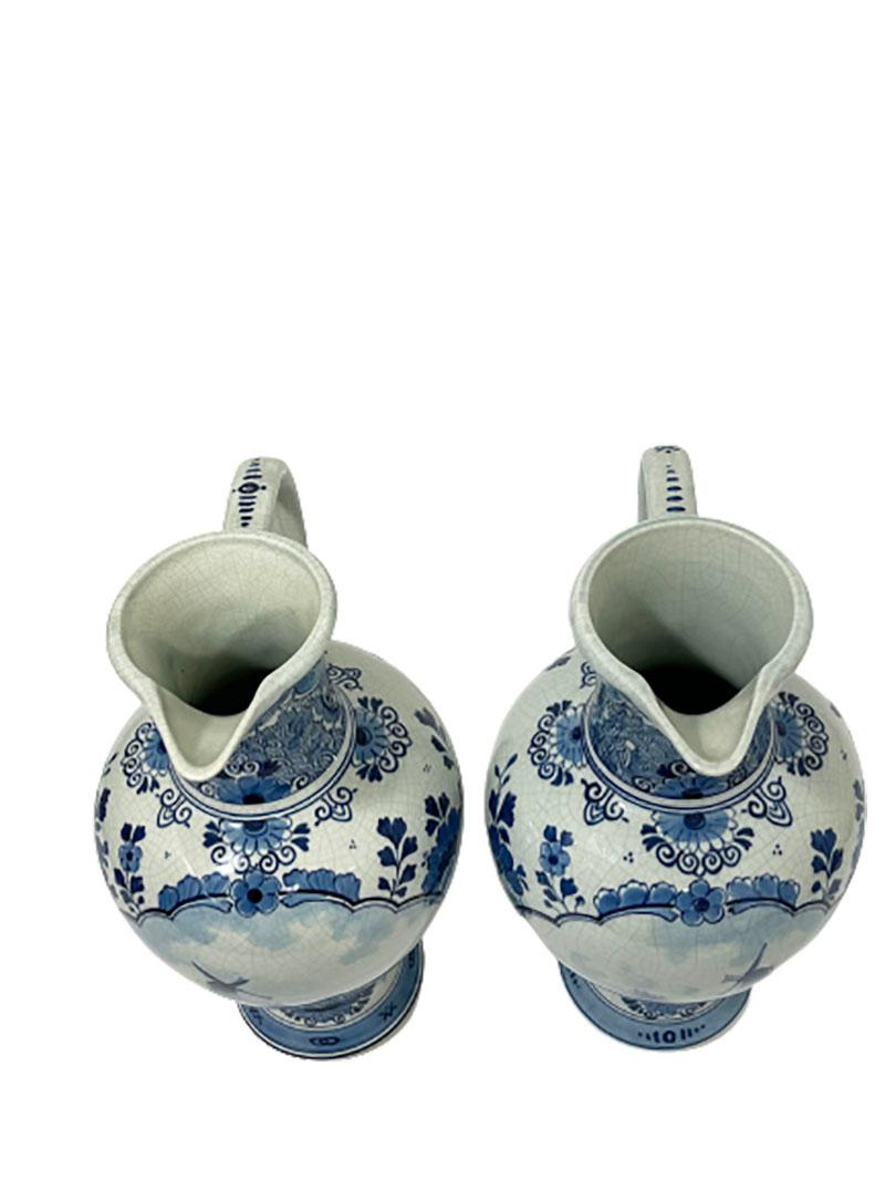 19th Century Dutch Delft Porceleyne Fles Jugs Vases, 1893 For Sale