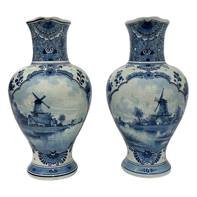 Dutch Delft Porceleyne Fles Jugs Vases, 1893 For Sale at 1stDibs | delft  vase made in holland