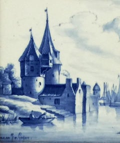 Dutch Delft Porceleyne Fles Tile After Jan Josefsz Van Goyen, Delft, 1897