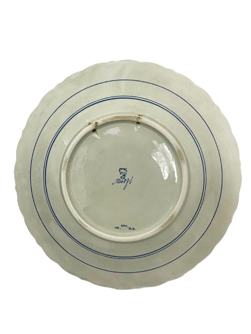 blue and white wall plates
