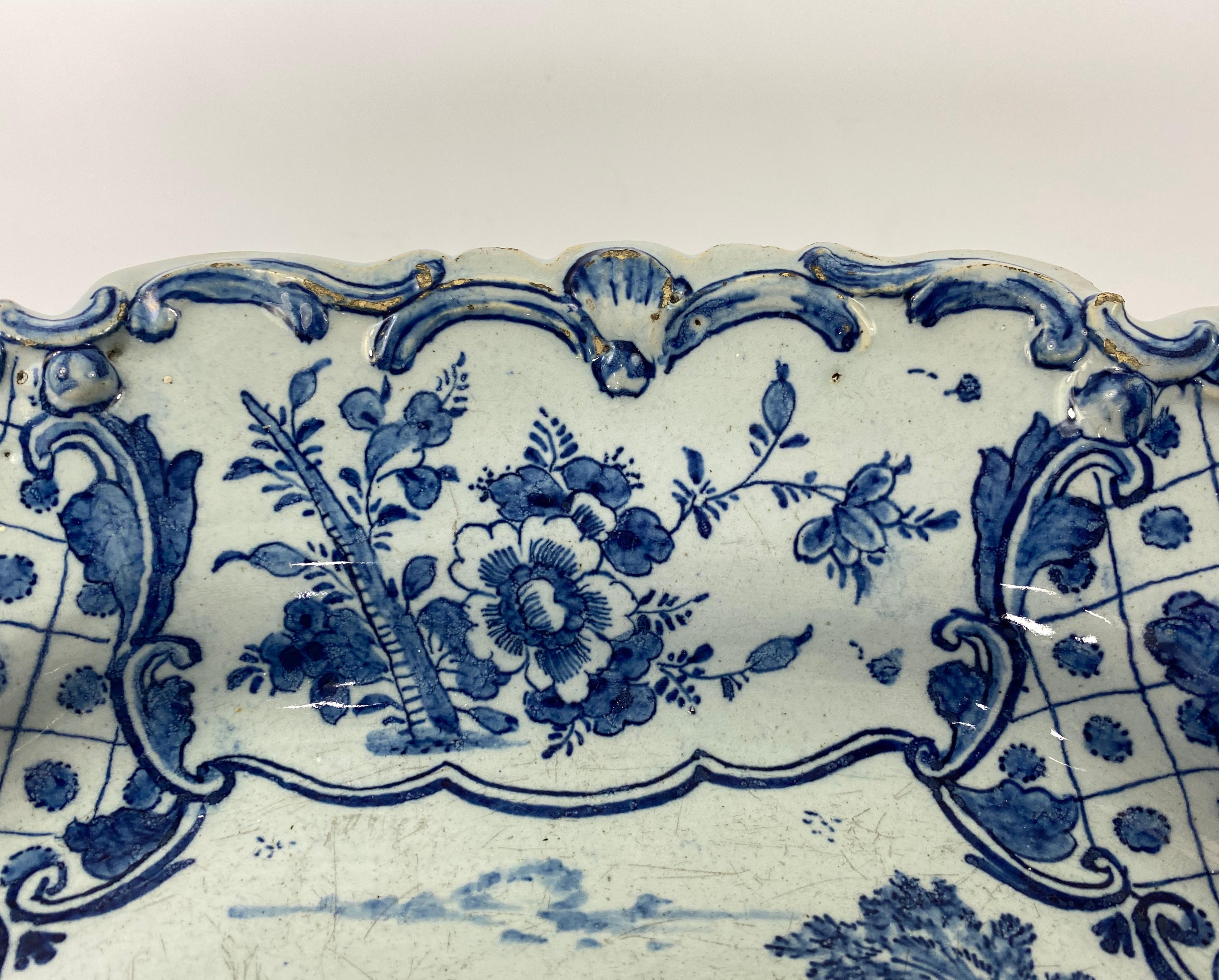 Georgian Dutch Delft Serving Dish, Van Duyn Factory, c. 1765 For Sale