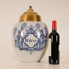 Dutch Delft Tabacco Jar The Claw Blue White Delftware Tin Glazed Pottery