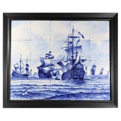 Dutch Delft Tile Large Picture of A Fleet of Ships