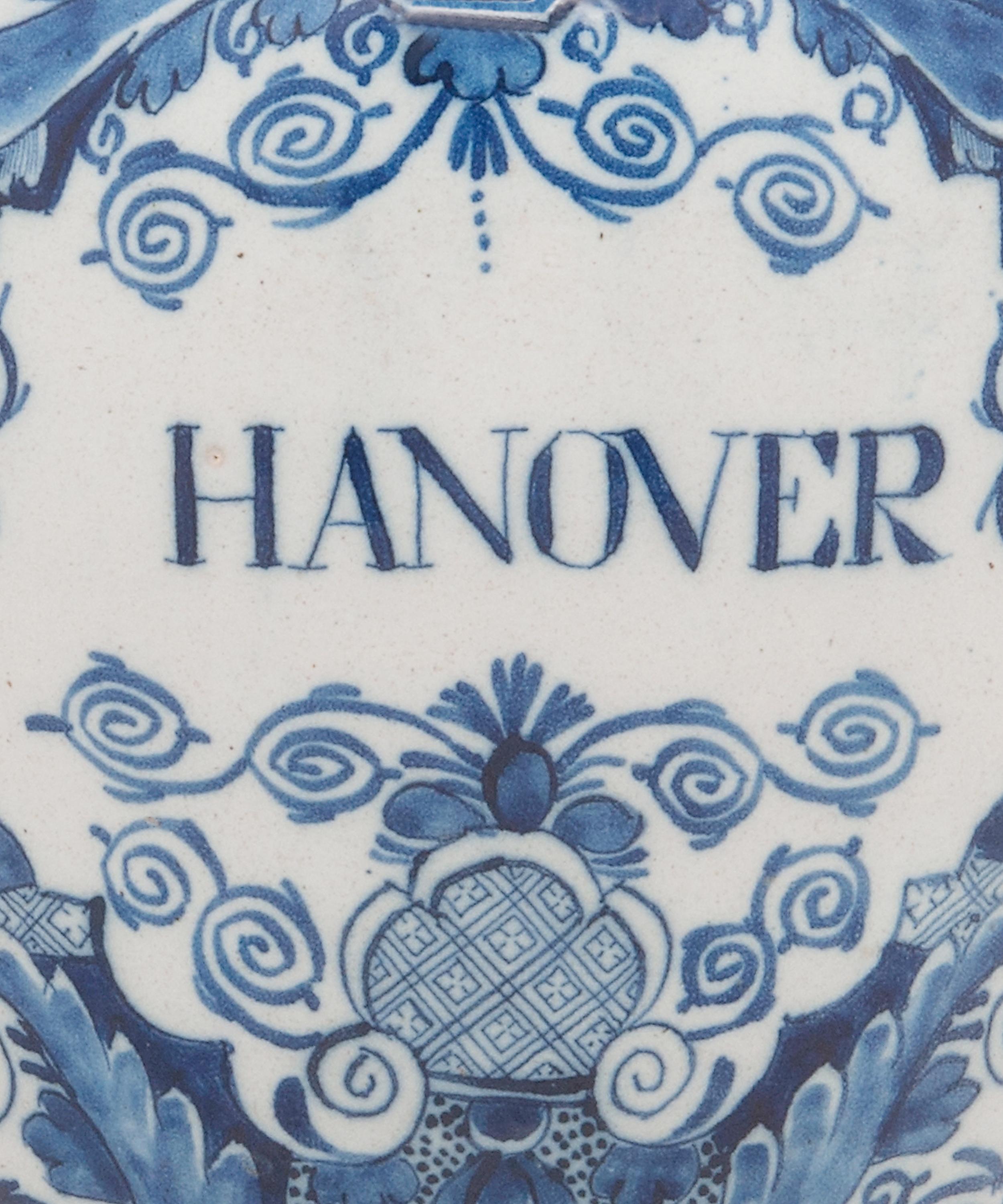 Glazed Dutch Delft Tobaccojar 'Hanover' with Brass Cover For Sale