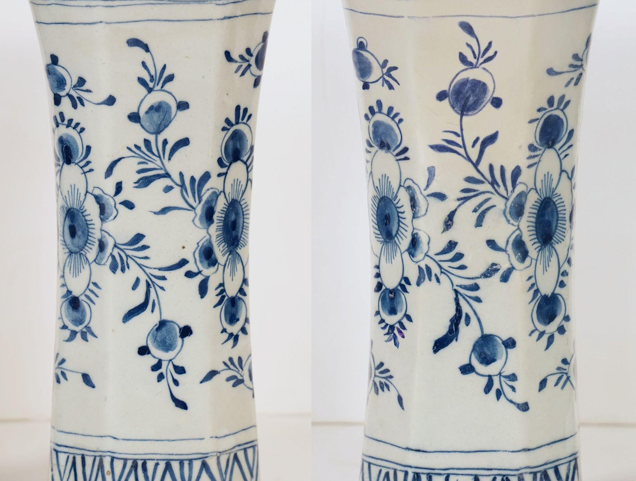 Dutch Delft Vases by Jan Jansz, Van Der Kloot from the 19th Century For Sale 5
