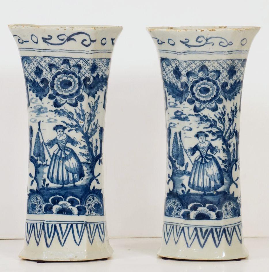Dutch Delft Vases by Jan Jansz, Van Der Kloot from the 19th Century For Sale 7