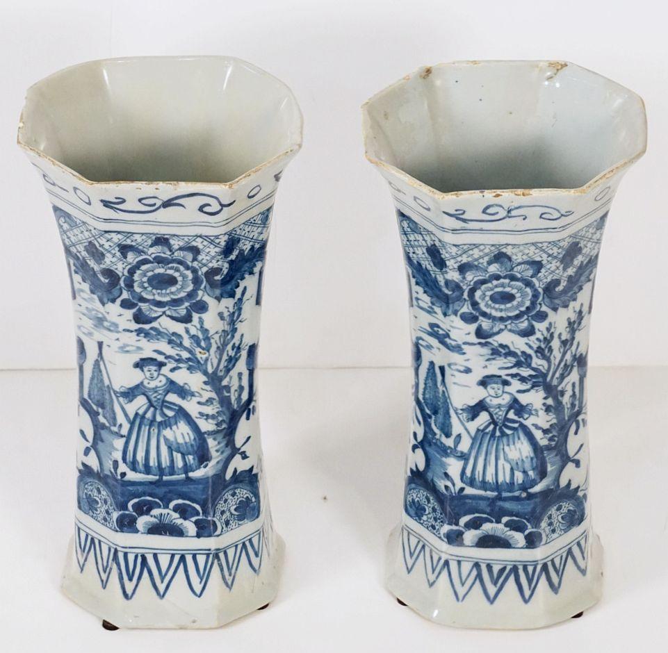 Dutch Delft Vases by Jan Jansz, Van Der Kloot from the 19th Century For Sale 8