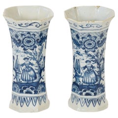 Dutch Delft Vases by Jan Jansz, Van Der Kloot from the 19th Century