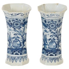 Jarrones holandeses de Delft de Jan Jansz, Van Der Kloot del siglo XIX