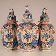 Vases néerlandais de Delft palette de cachemire polychrome émaillé de Delft Edme Samson Paris
