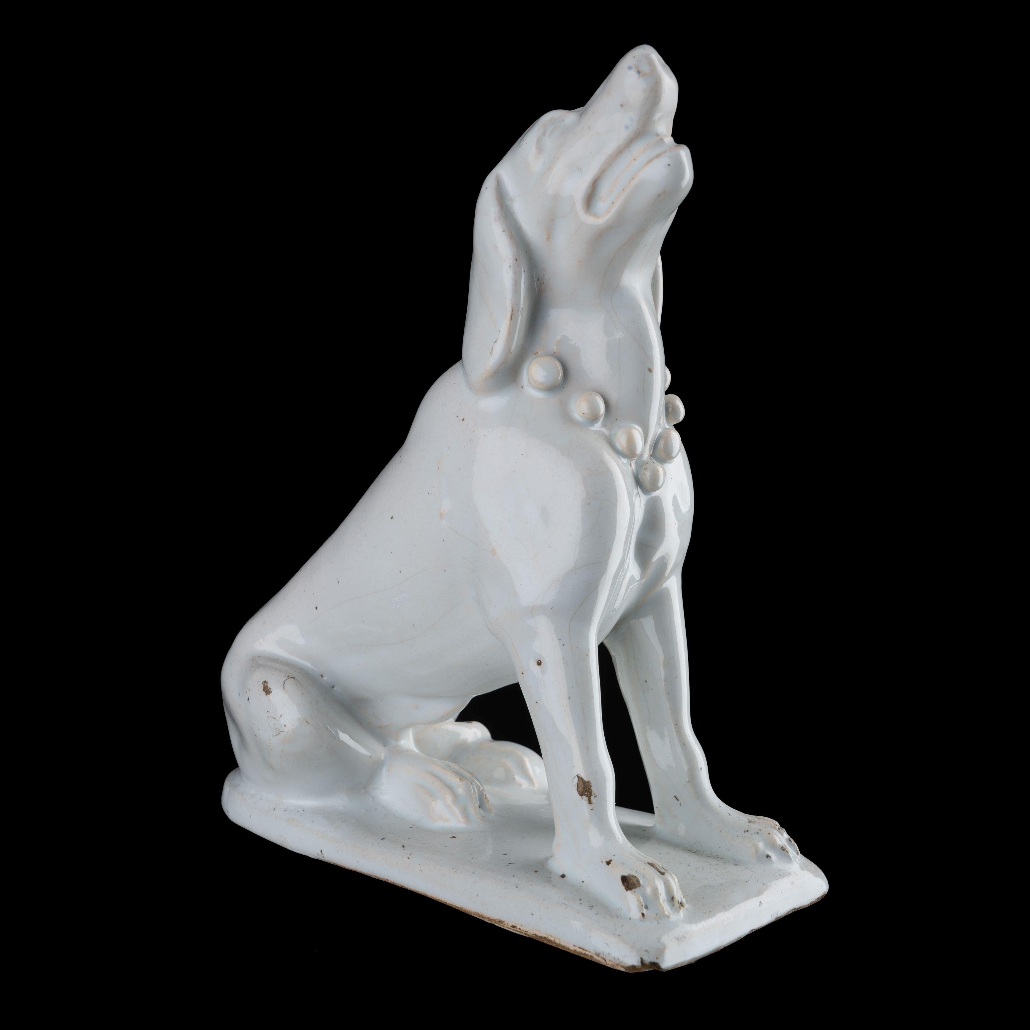 Dutch Delftware a Sitting Dog, Delft, 1725 - 1775 For Sale 1