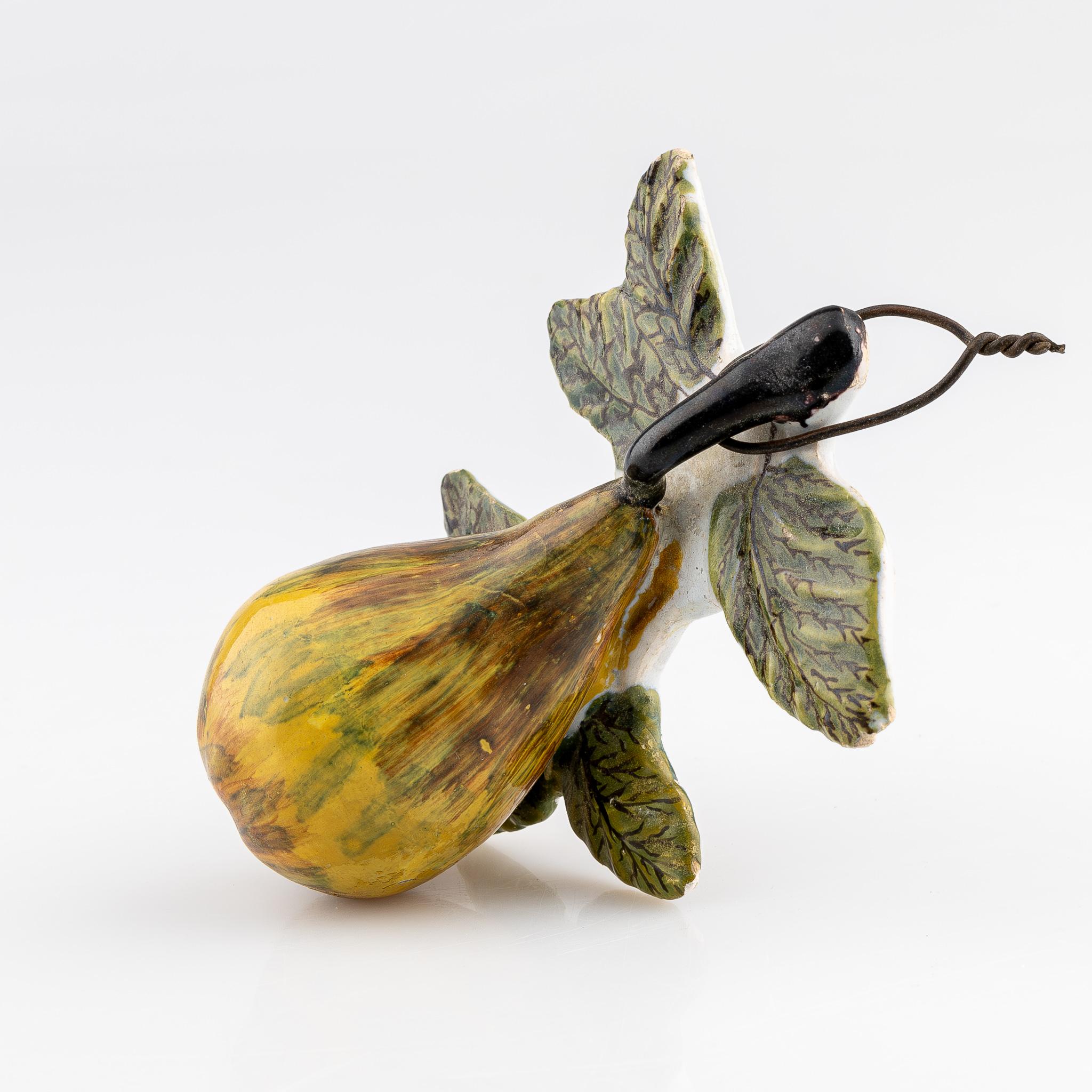 Rococo Dutch Delftware Handpainted Polychrome Naturalistic Pear Delft Holland ca 1765  For Sale