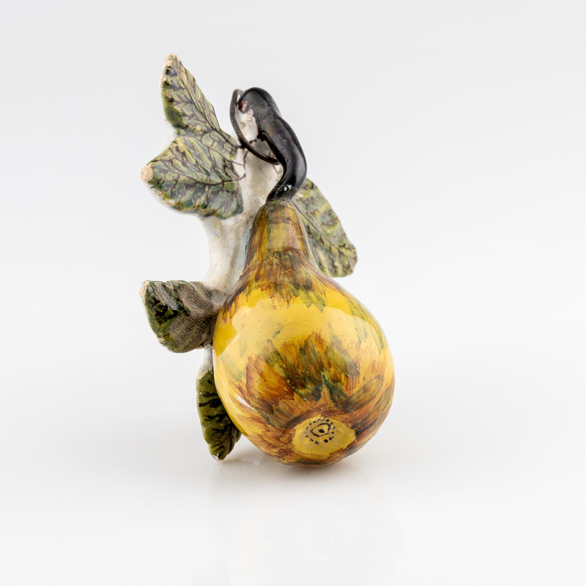 18th Century Dutch Delftware Handpainted Polychrome Naturalistic Pear Delft Holland ca 1765