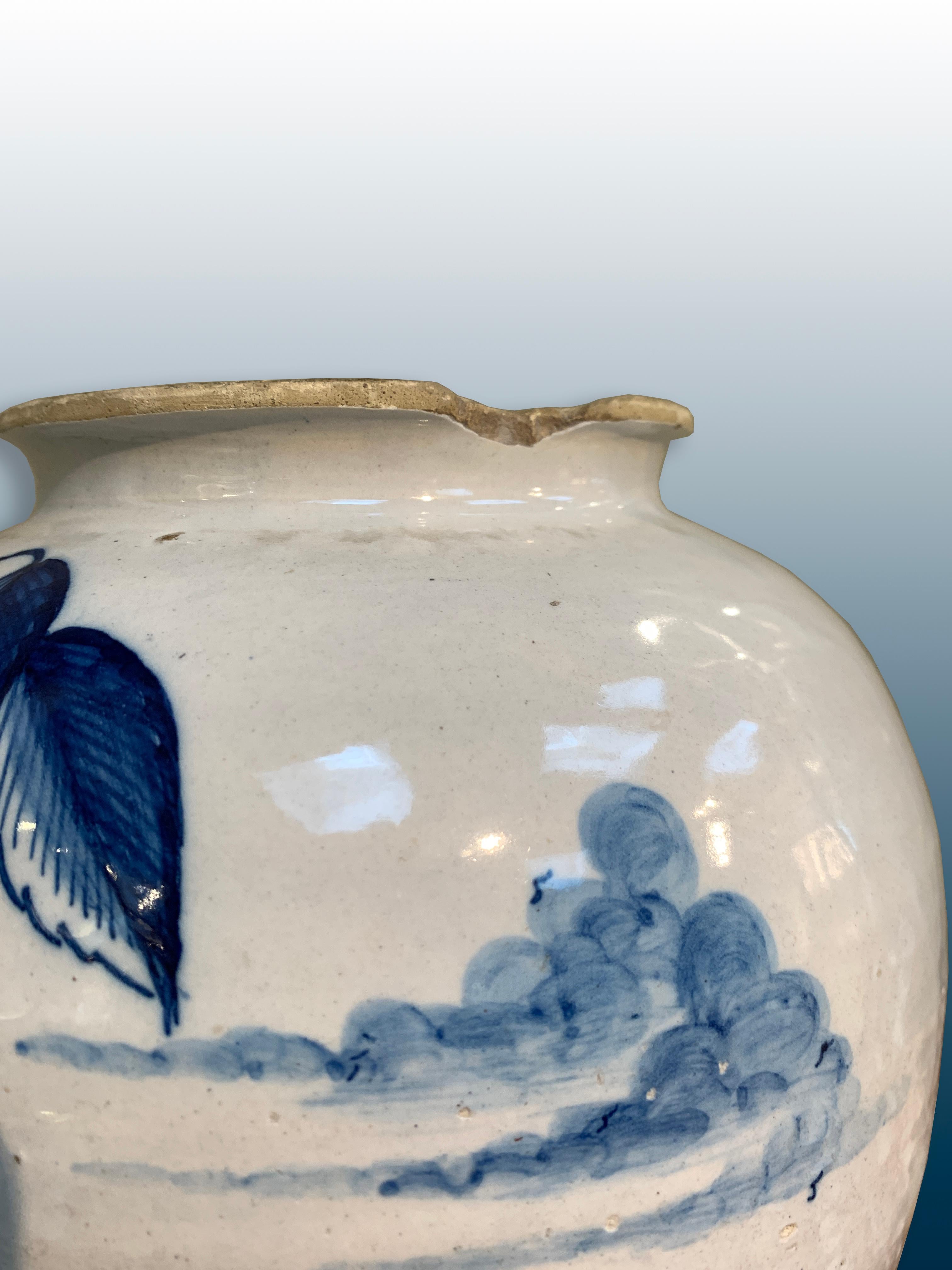 Dutch Delftware VOC Tobacco Jar with Brass Lid, 18th Century 3