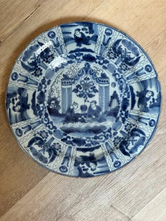 Dutch Delftware Wanli-Style Blue and White Charger, 17th Century.