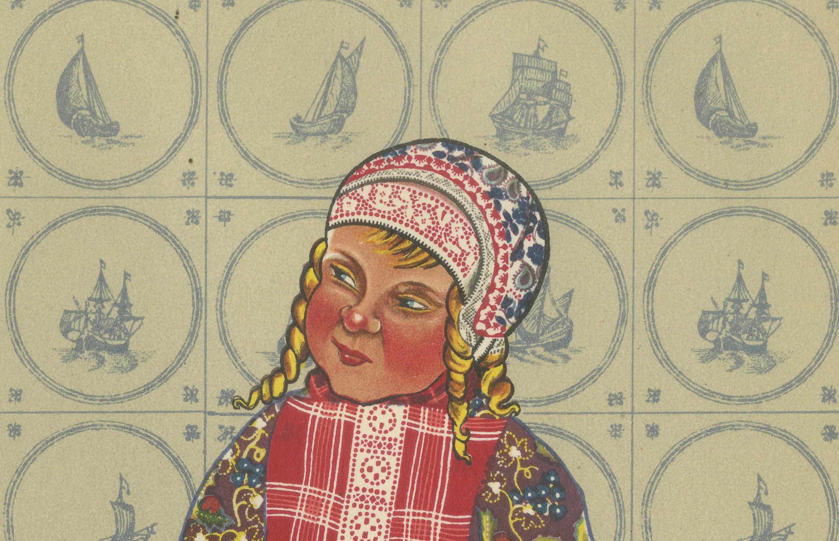 Niederländisches Delight: Marken-Kinder gekleidet zurpressten in volkstümlicher Mode, 1932 (Mitte des 20. Jahrhunderts) im Angebot