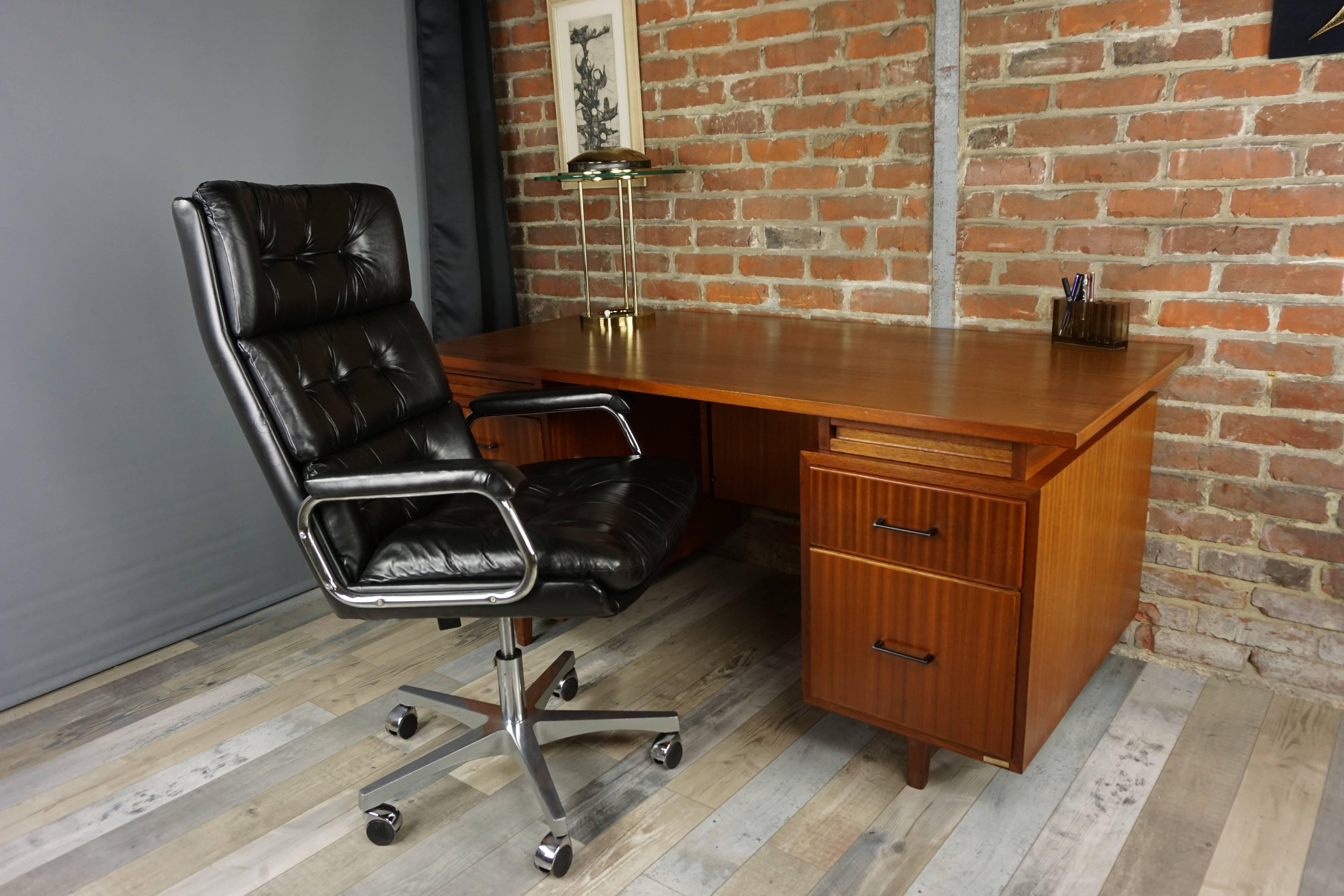 Dutch Design and Black Leather Office Armchair 2