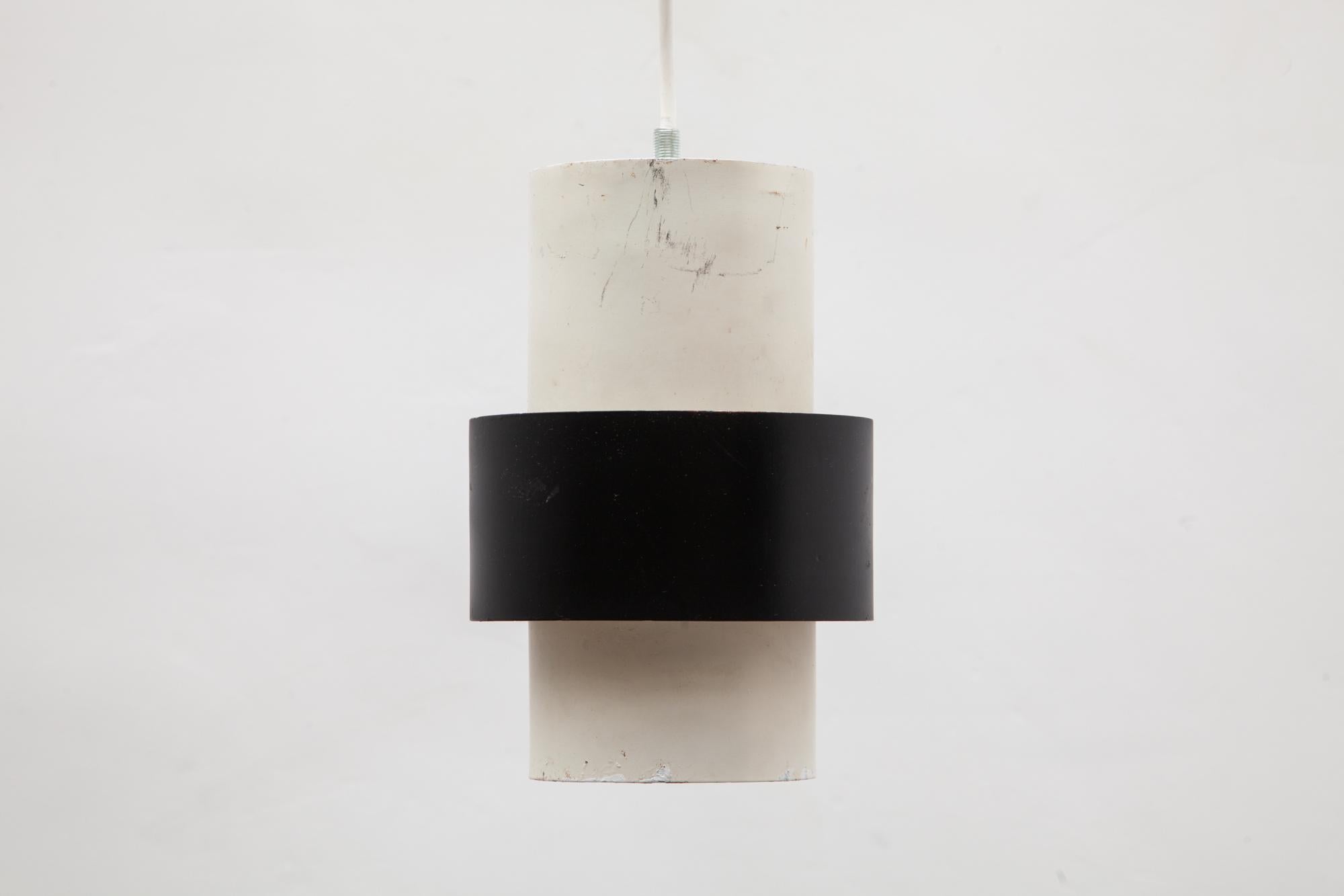 Mid-Century Modern Dutch Design Black and White Pendant Lamp 1960s, by Philips For Sale