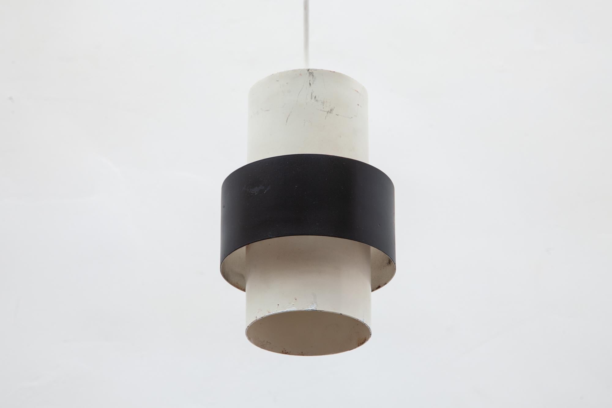 Dutch Design Black and White Pendant Lamp 1960s, by Philips In Fair Condition For Sale In Antwerp, BE