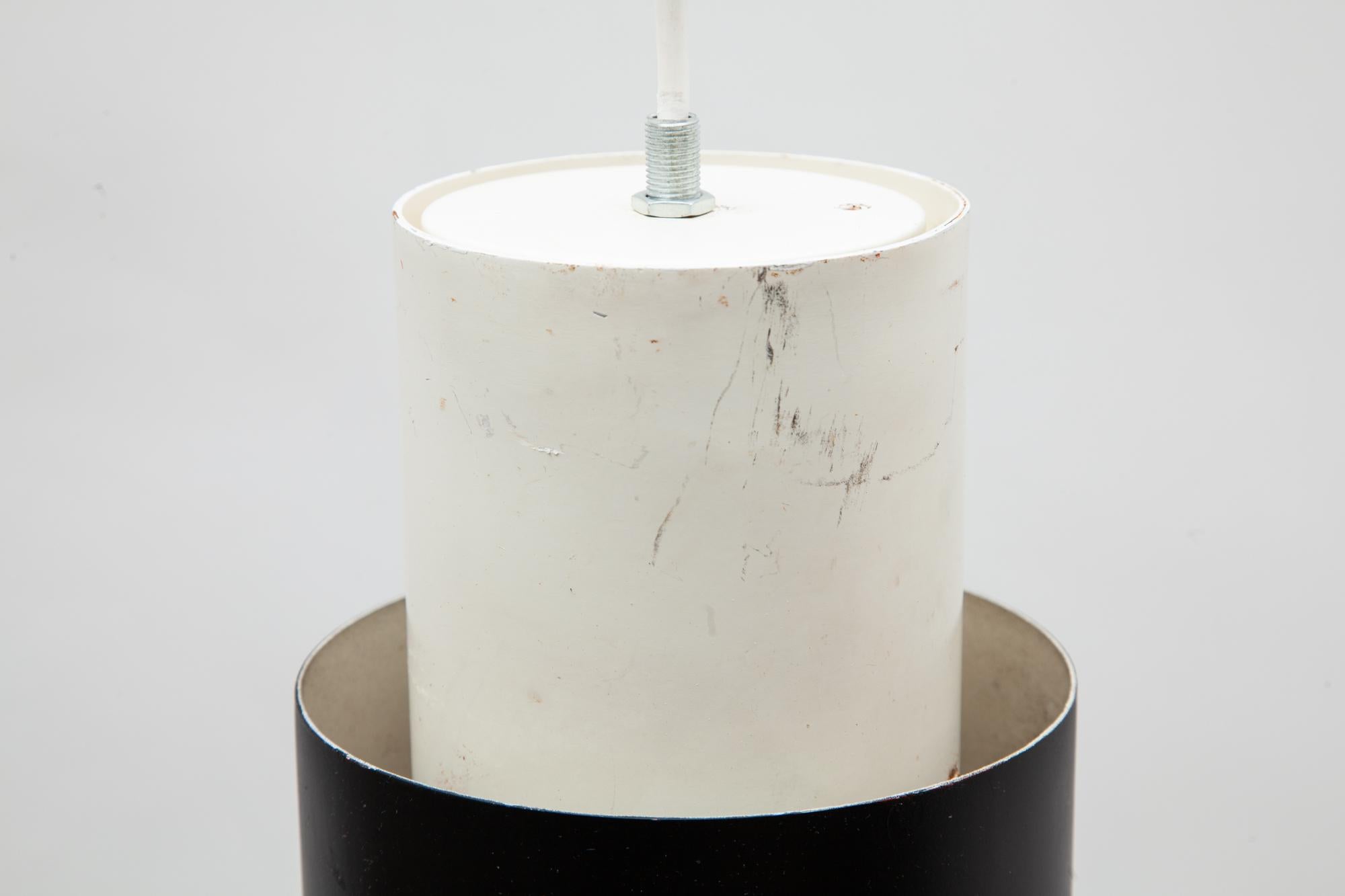 Mid-20th Century Dutch Design Black and White Pendant Lamp 1960s, by Philips For Sale
