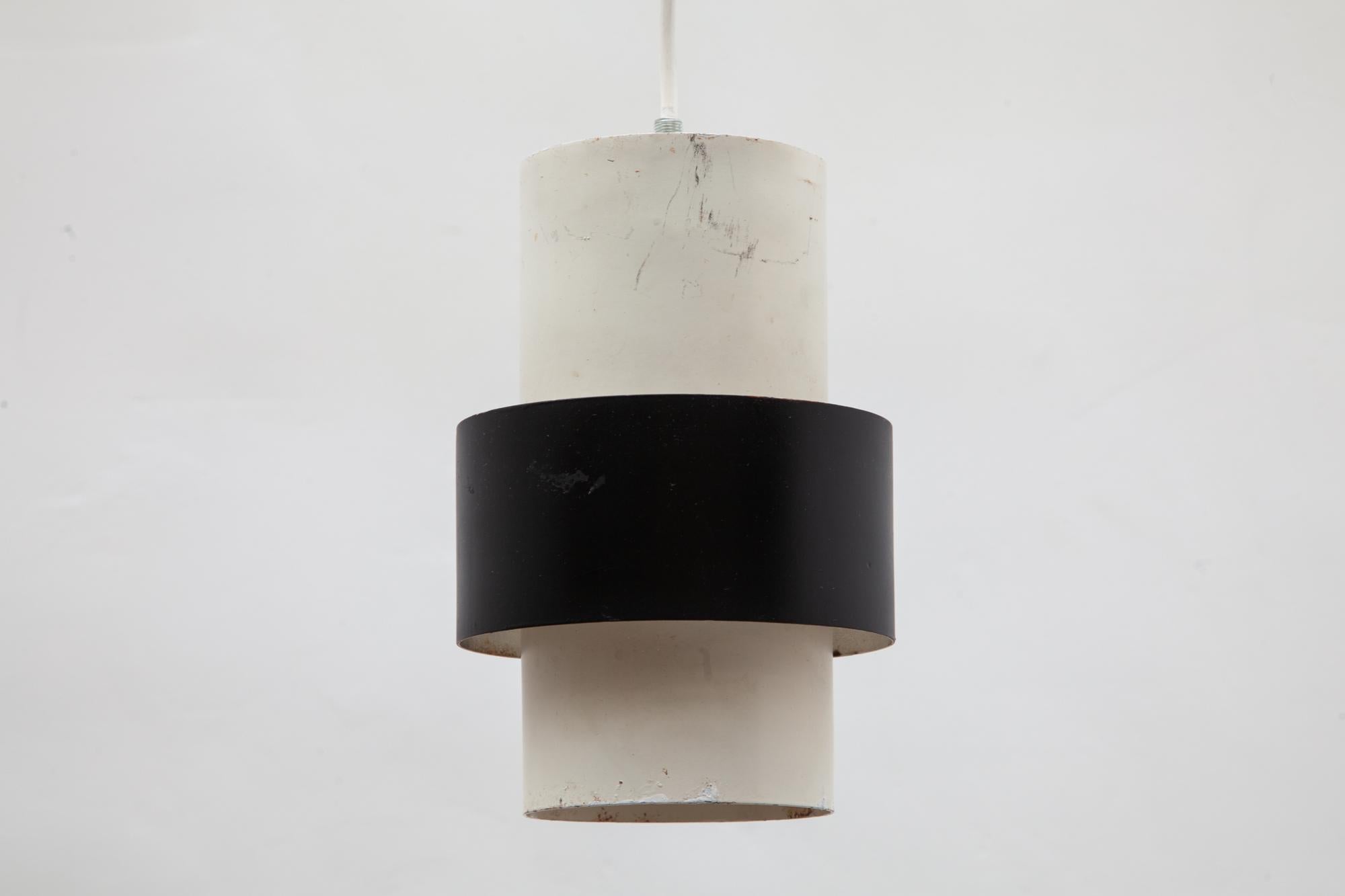 Metal Dutch Design Black and White Pendant Lamp 1960s, by Philips For Sale