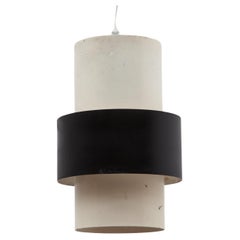 Lampe à suspension noire et blanche au design néerlandais, années 1960, par Philips