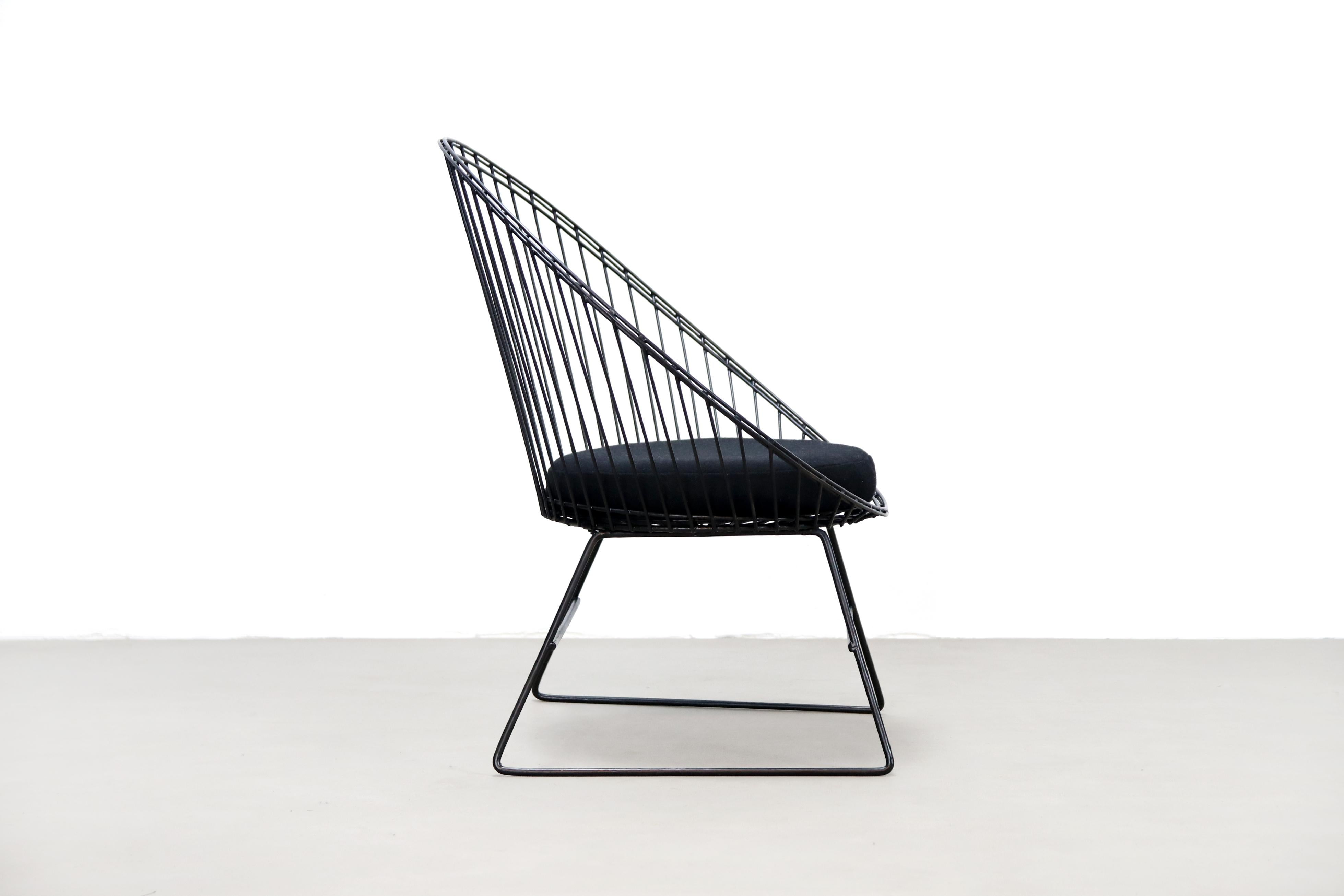 Mid-Century Modern Dutch Design Black Wire Chair by C. Braakman and A. Dekker for Pastoe, 1950s