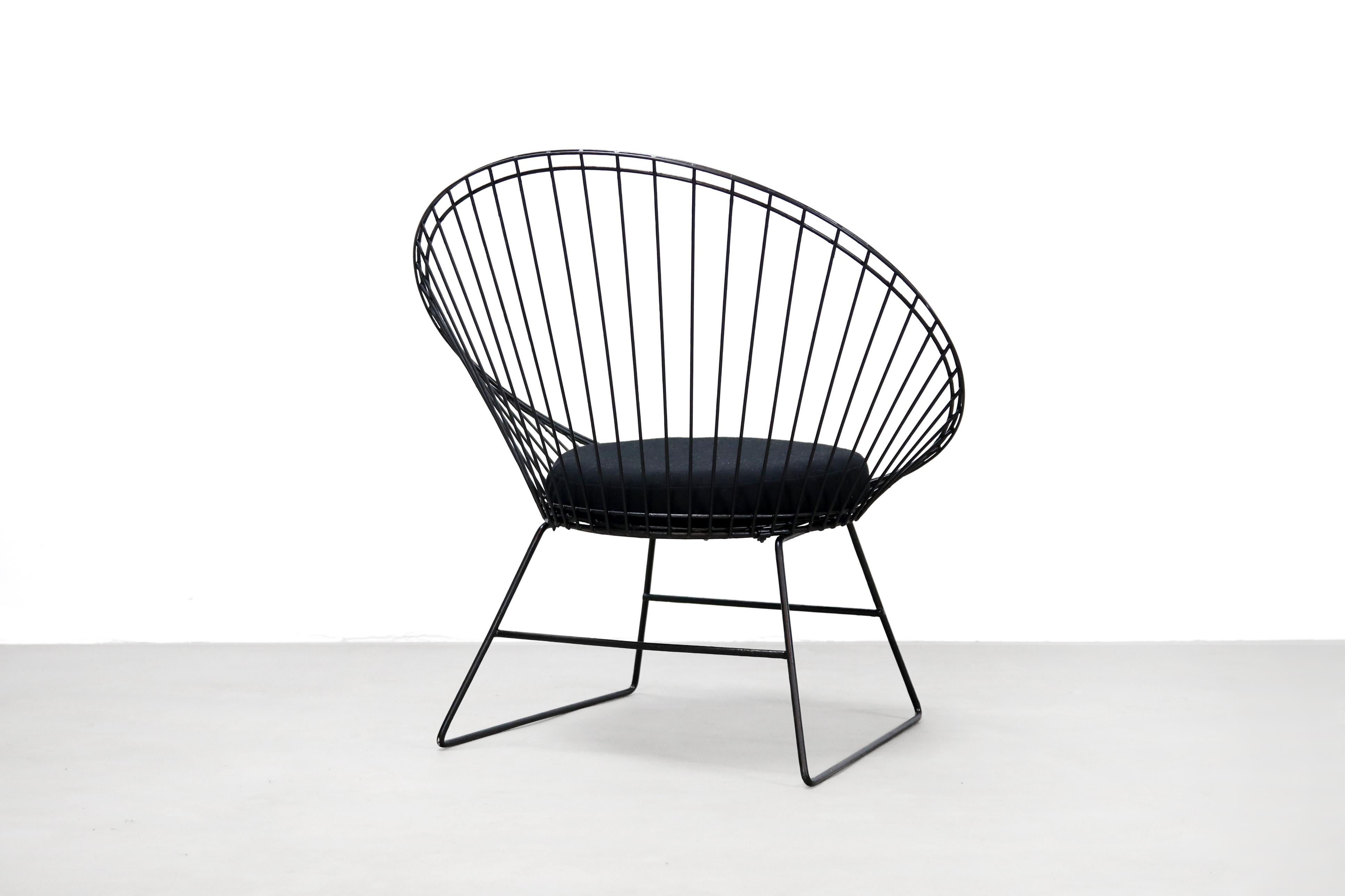 Metalwork Dutch Design Black Wire Chair by C. Braakman and A. Dekker for Pastoe, 1950s