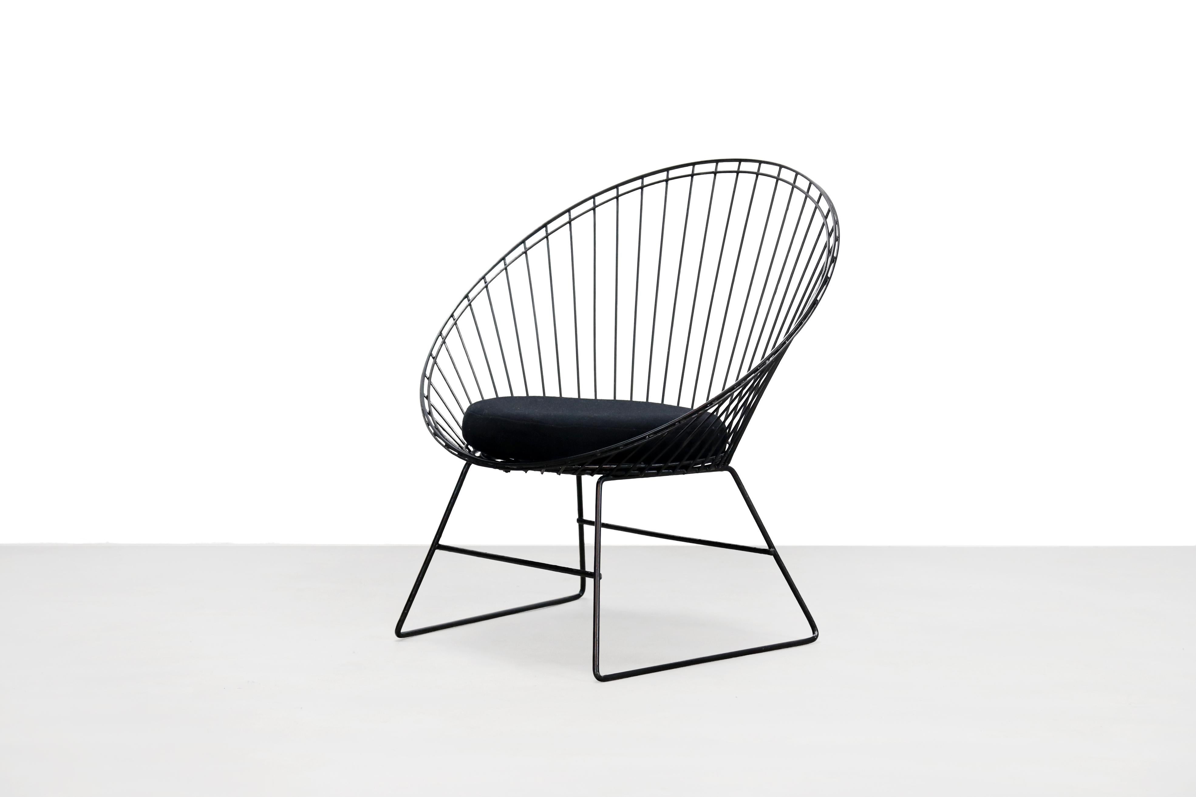 Dutch Design Black Wire Chair by C. Braakman and A. Dekker for Pastoe, 1950s In Good Condition In Amsterdam, Noord Holland