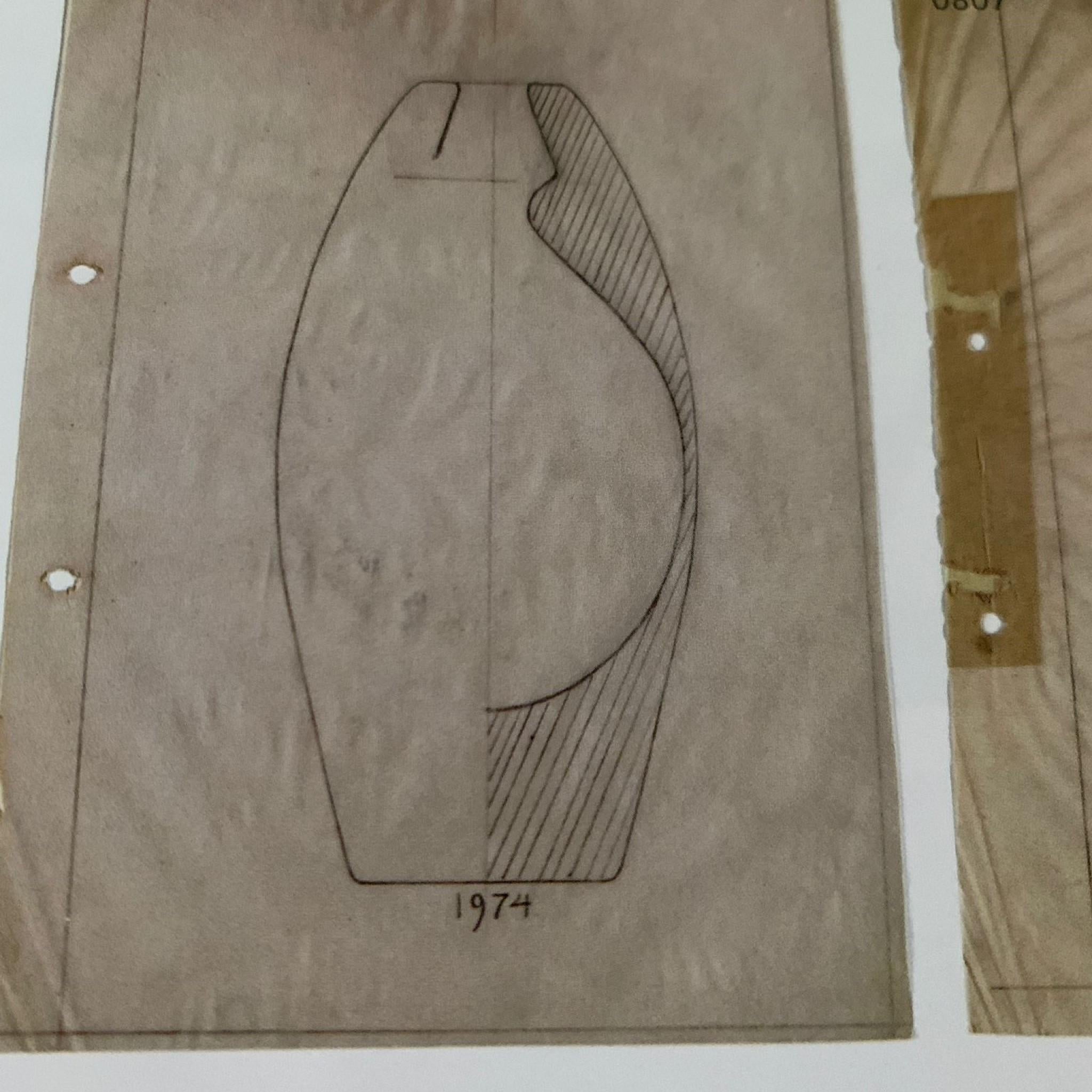 Vaso blu dal design olandese con sagoma di decanter, modello 0801, D. A. Fotocopiatrice, 1974 in vendita 10