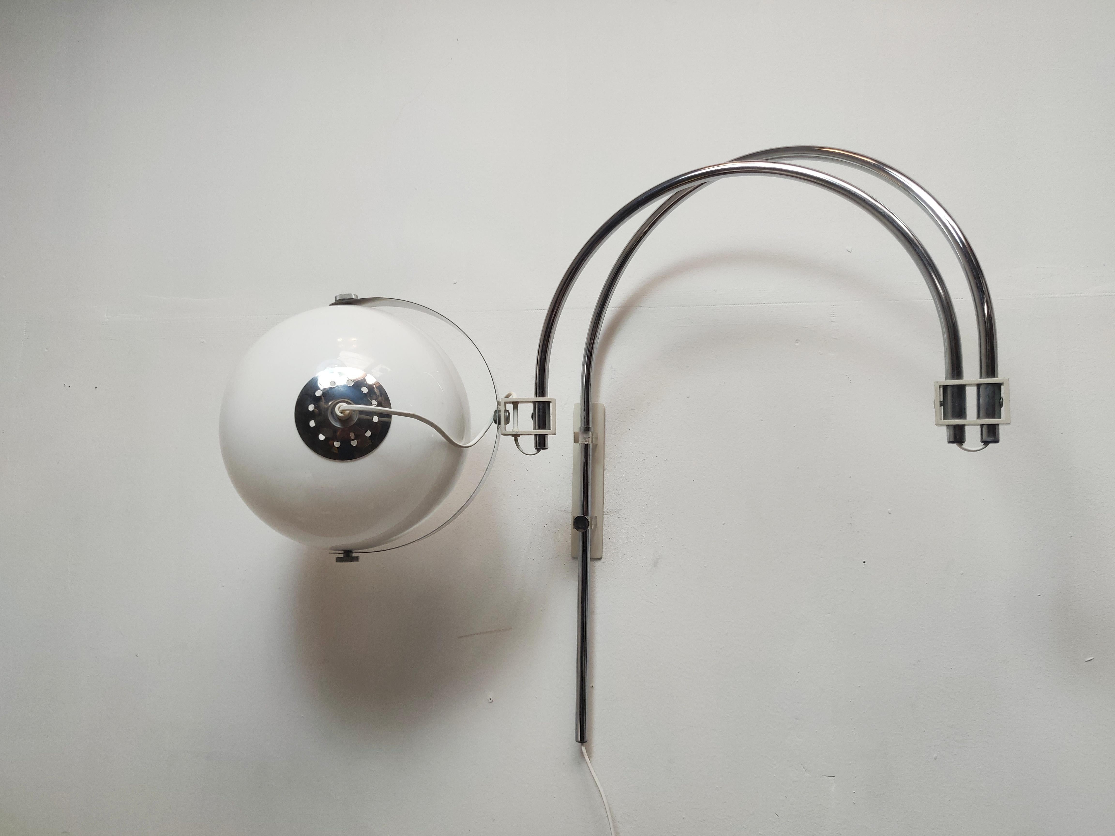 Dutch Design Double Arc Mushroom Wall Lamp by Dijkstra, 1970s For Sale 9