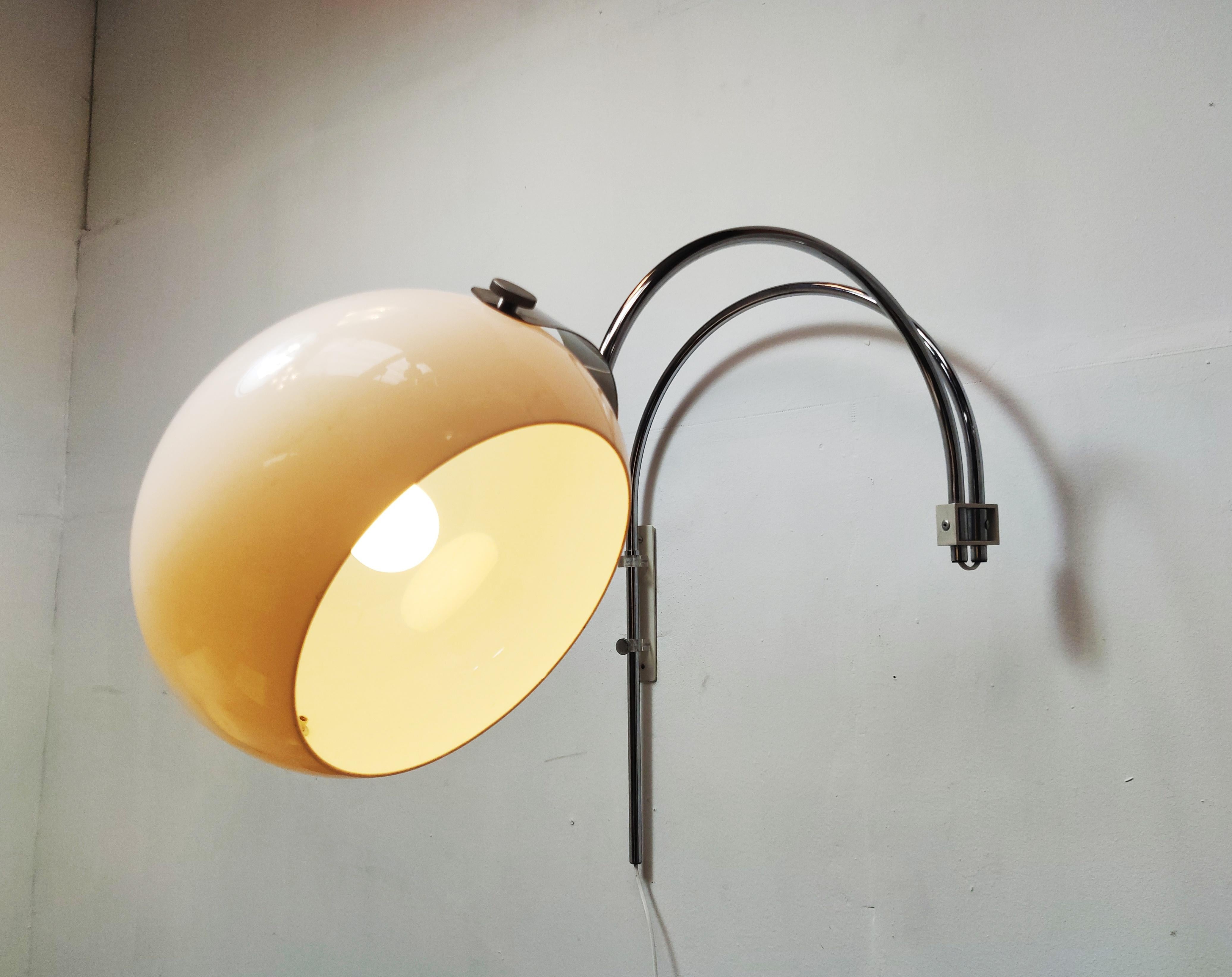 Mid-Century Modern Dutch Design Double Arc Mushroom Wall Lamp by Dijkstra, 1970s For Sale