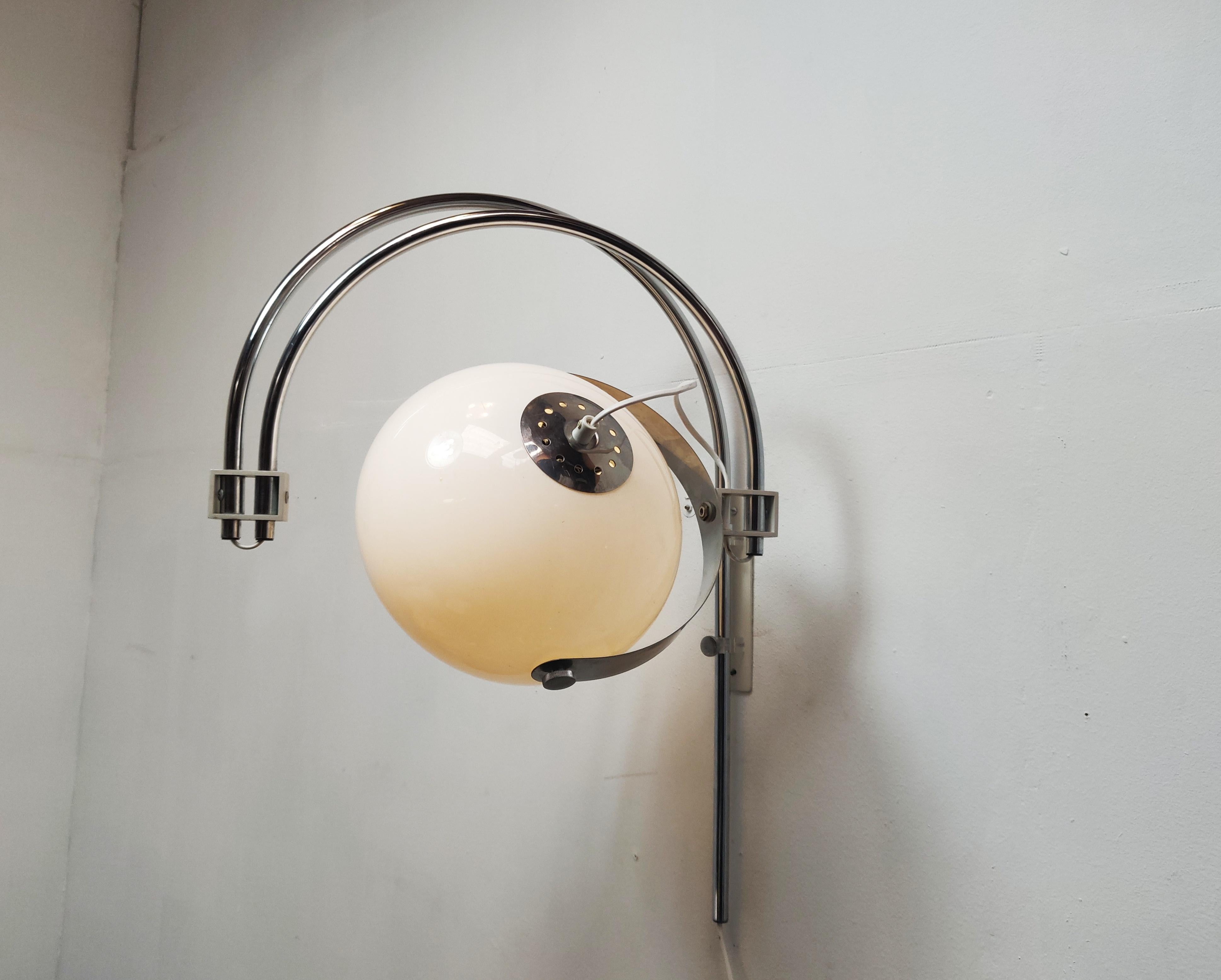 Metal Dutch Design Double Arc Mushroom Wall Lamp by Dijkstra, 1970s For Sale