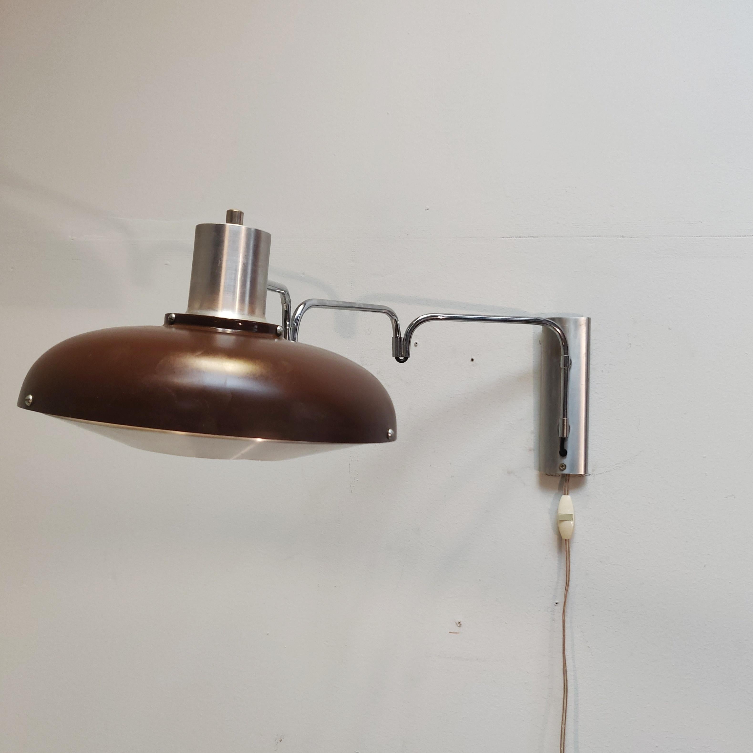 Mid-Century Modern Dutch Design Double Arc Wall Lamp by Lakro, 1960s