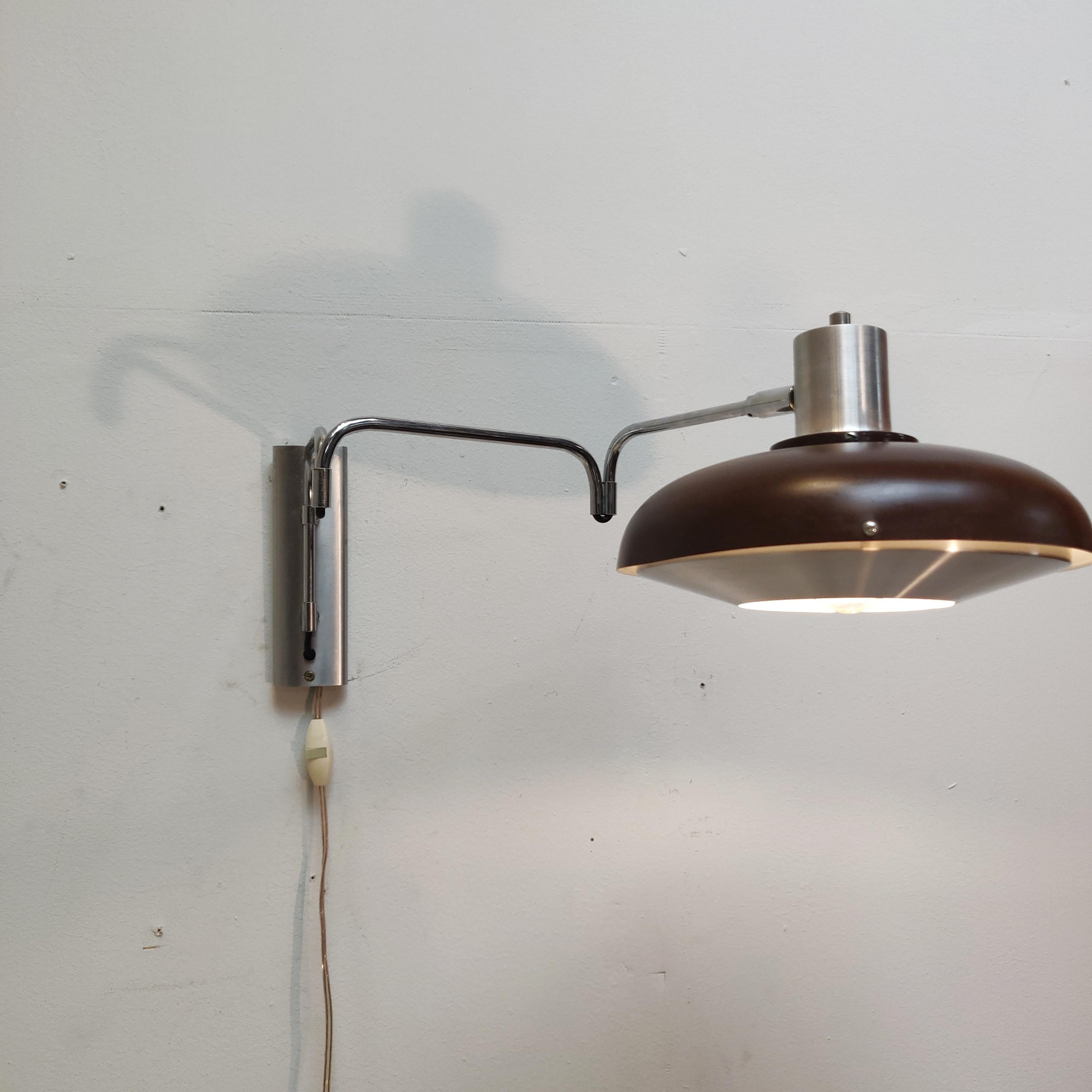 Dutch Design Double Arc Wall Lamp by Lakro, 1960s In Good Condition In MIJDRECHT, NL