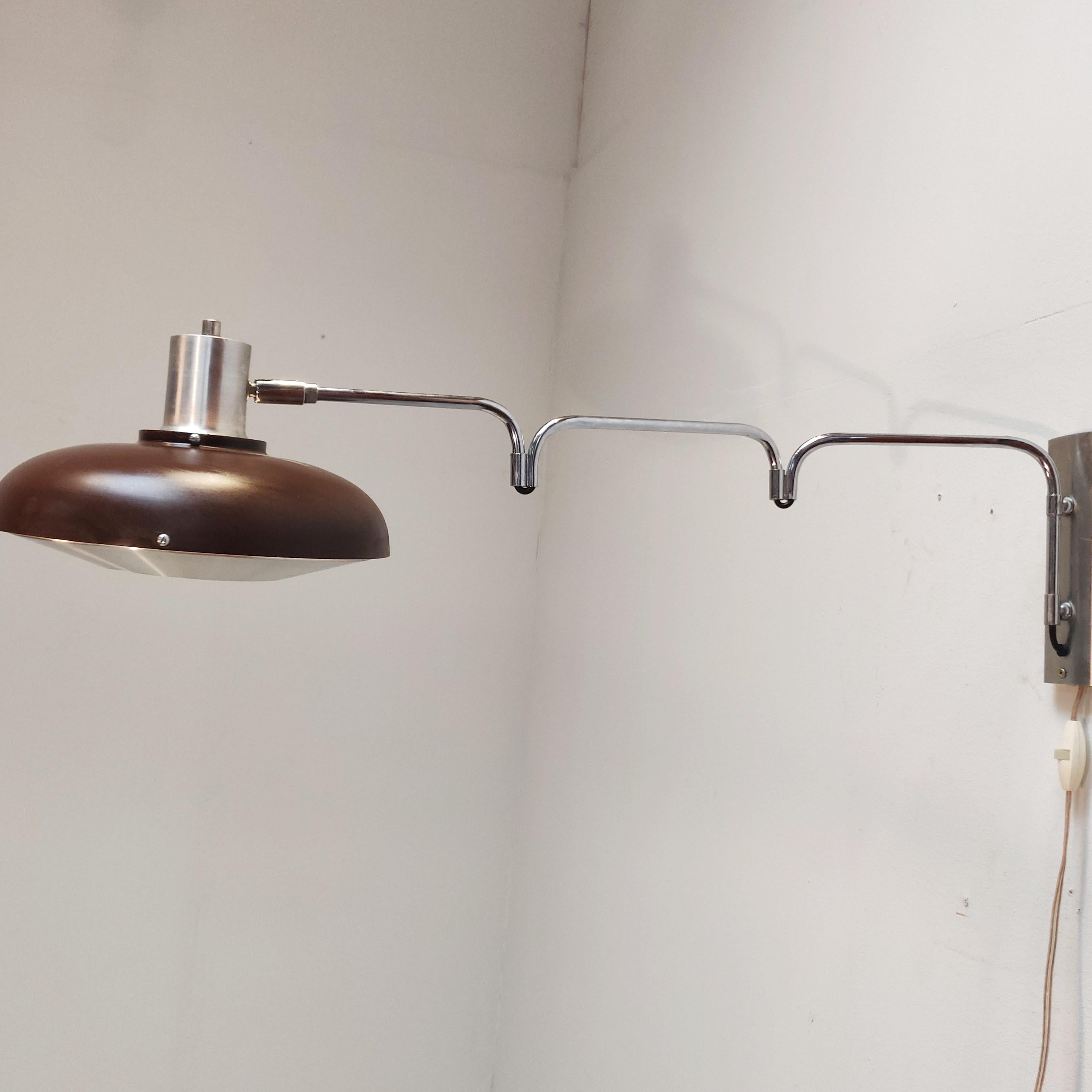 Mid-20th Century Dutch Design Double Arc Wall Lamp by Lakro, 1960s