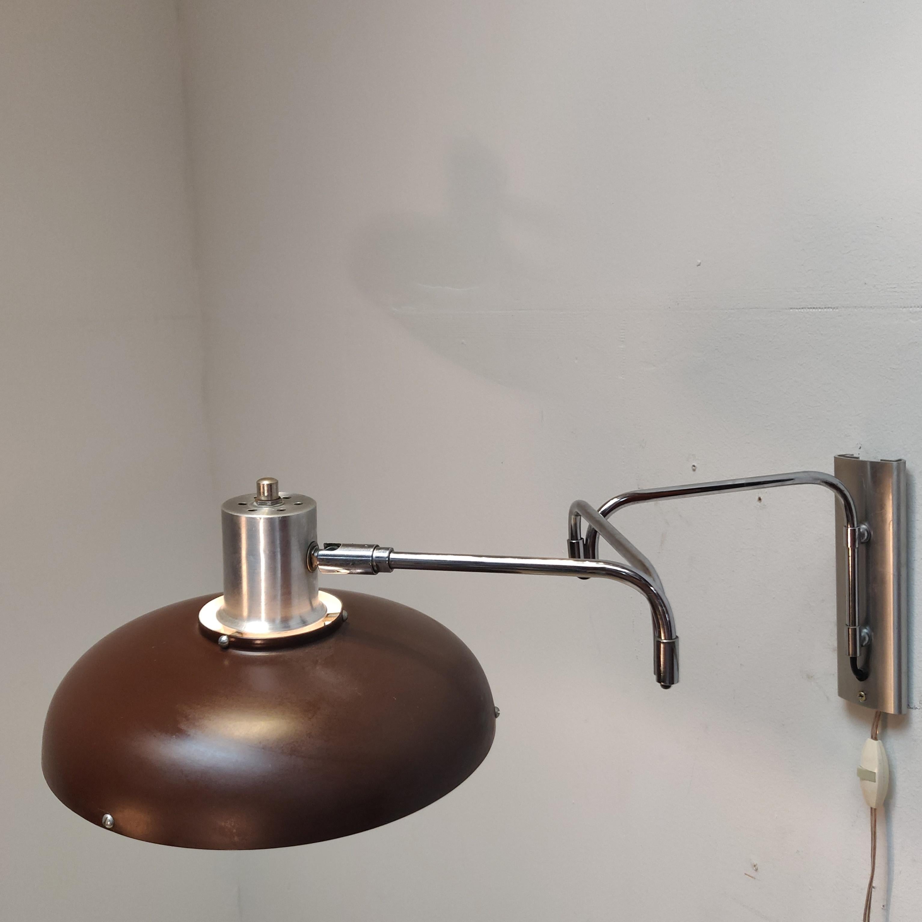 Aluminum Dutch Design Double Arc Wall Lamp by Lakro, 1960s
