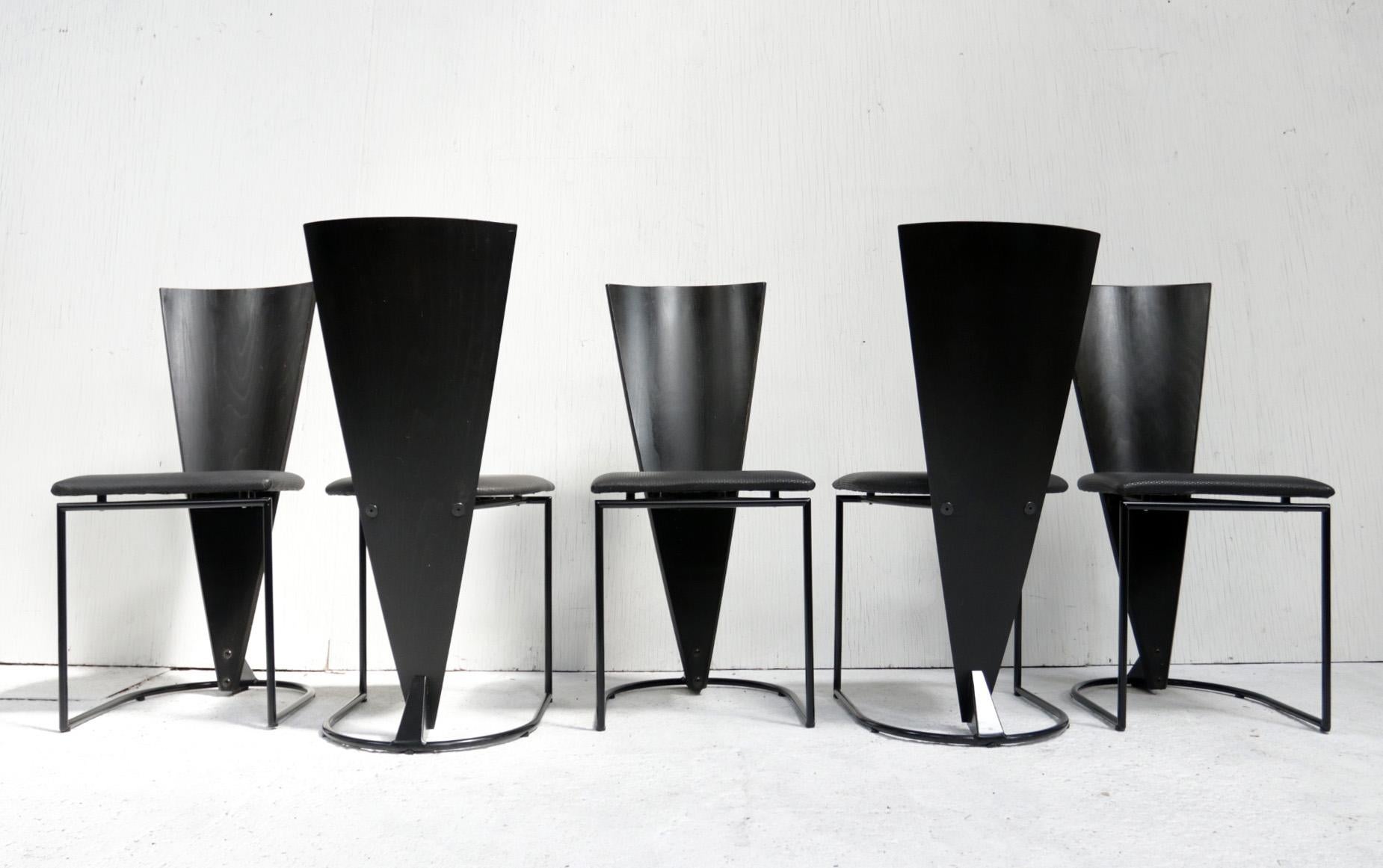 Dutch Design Harvink Zino Memphis Style Chairs Black In Good Condition In Boven Leeuwen, NL