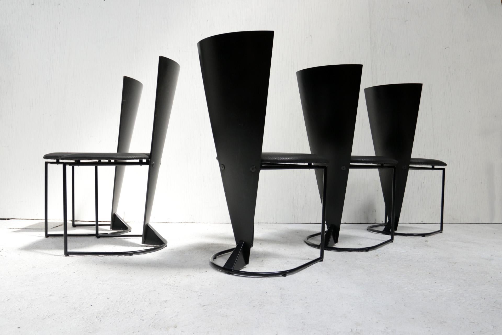 Late 19th Century Dutch Design Harvink Zino Memphis Style Chairs Black