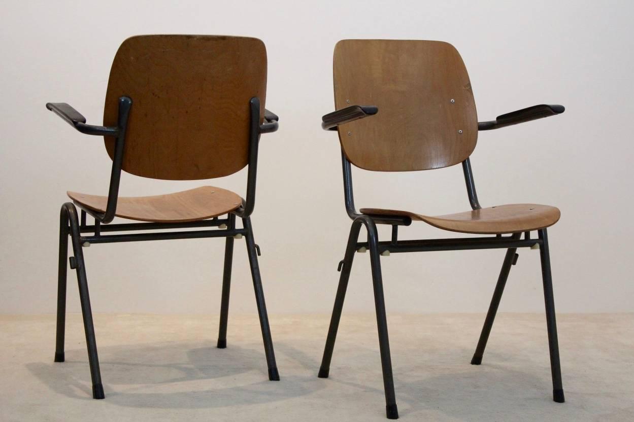 Dutch Design Industrial Plywood Chairs, 1960s In Excellent Condition For Sale In Voorburg, NL