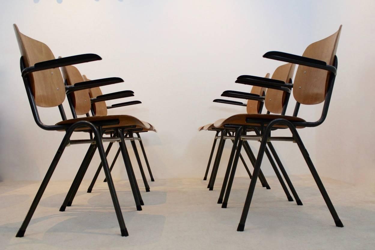 20th Century Dutch Design Industrial Plywood Chairs, 1960s For Sale