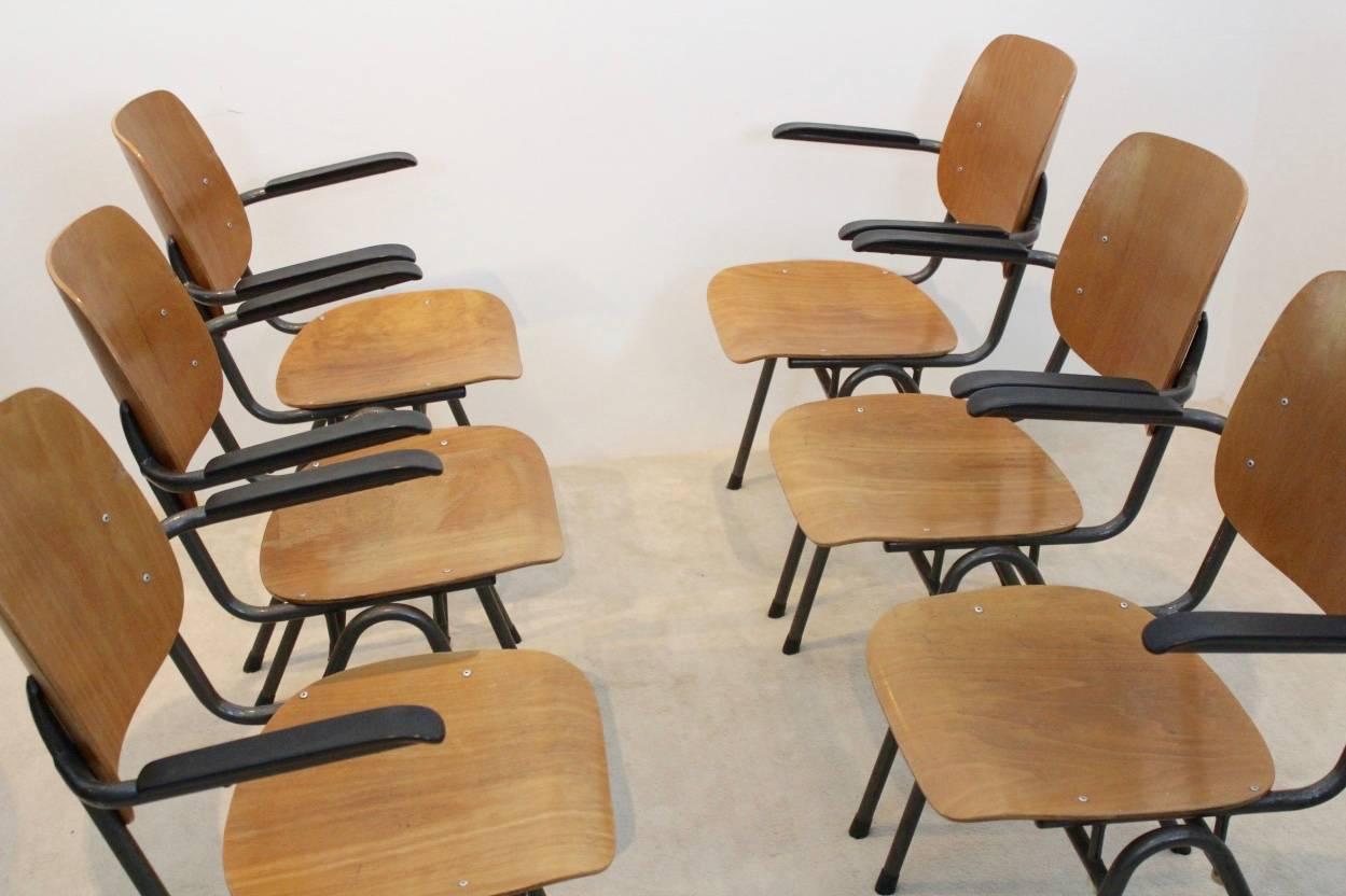 Dutch Design Industrial Plywood Chairs, 1960s For Sale 1