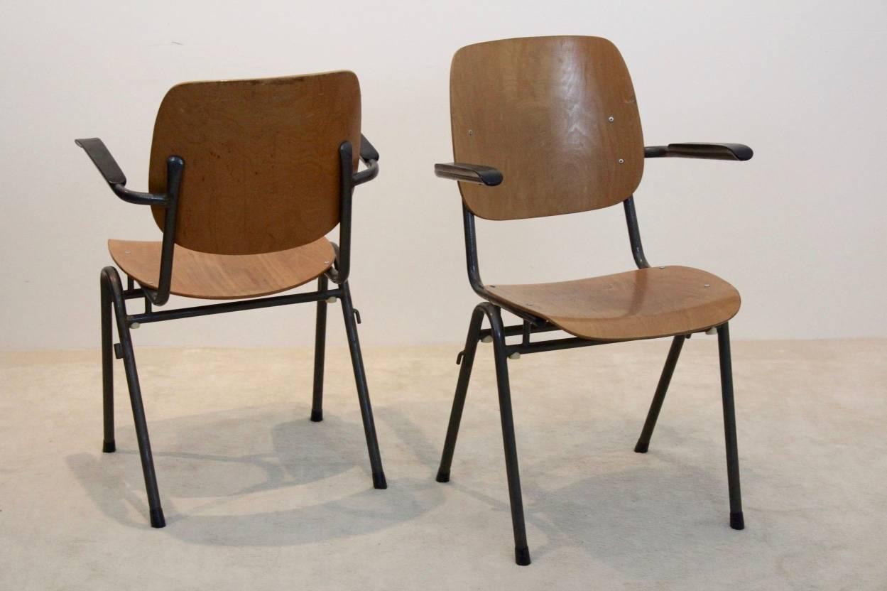 Dutch Design Industrial Plywood Chairs, 1960s For Sale 2