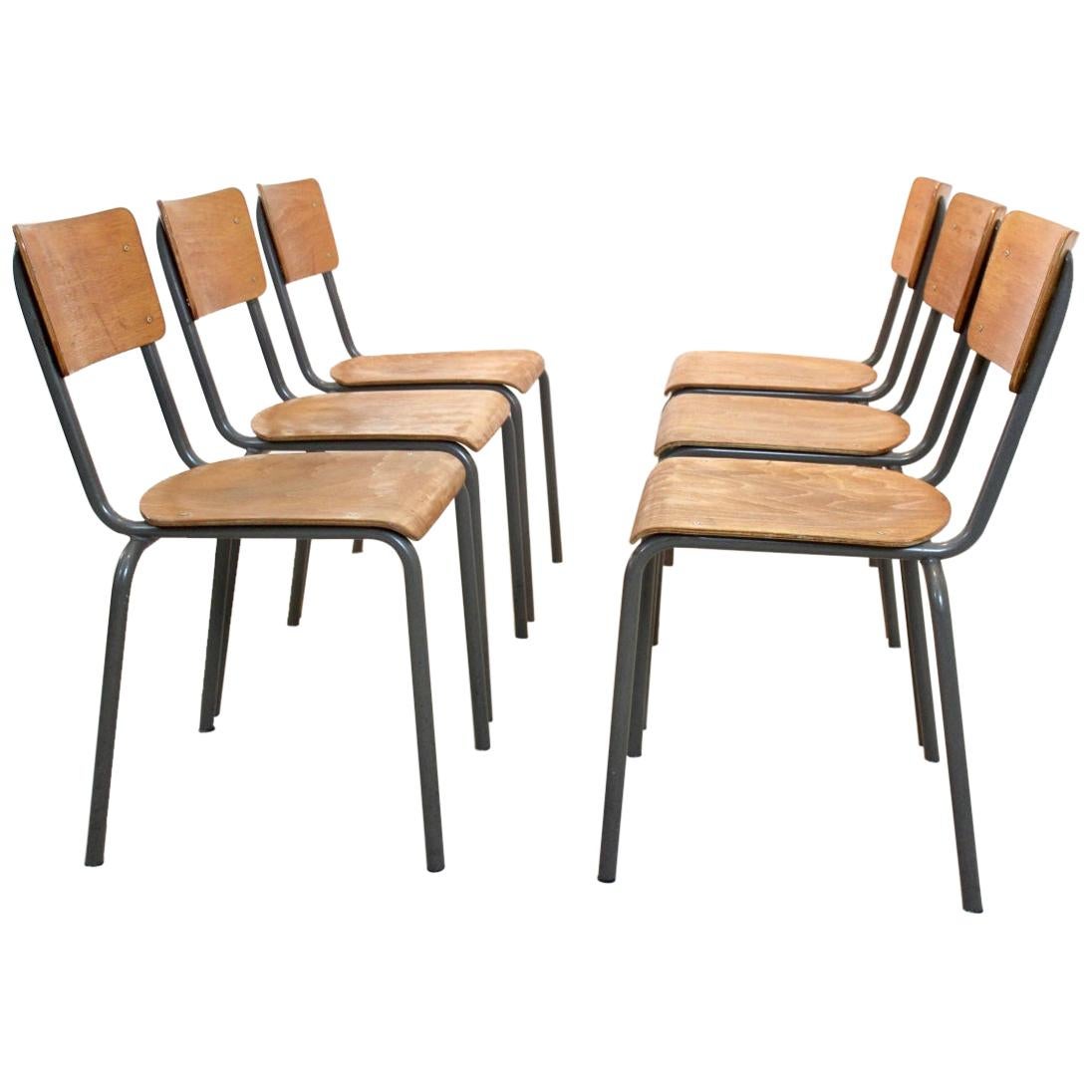 Dutch Design Industrial Plywood Chairs, 1960s For Sale