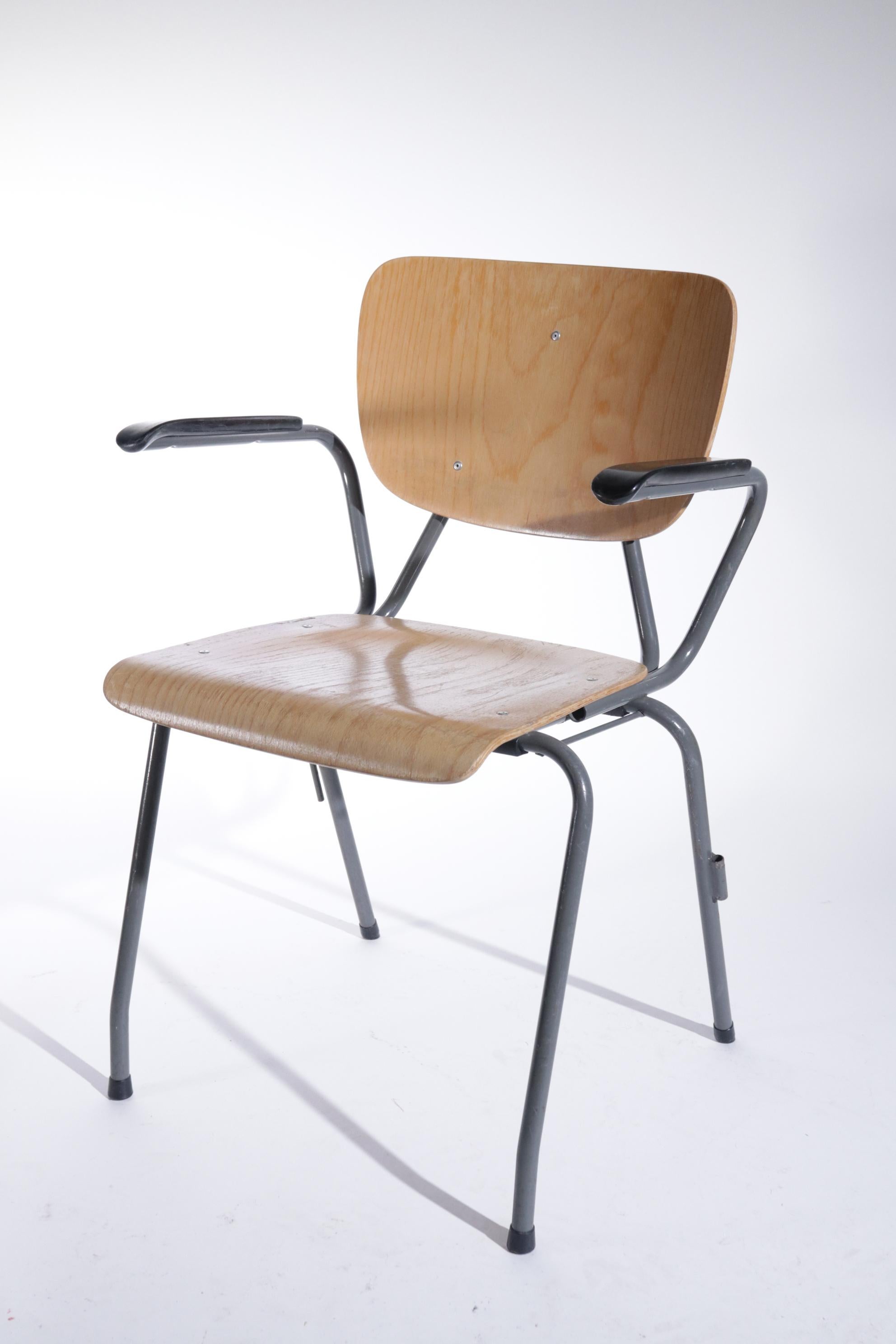 Dutch Design Kho Liang Ie for Car 1957 Stackable Chairs Model 305 with Armrest 2